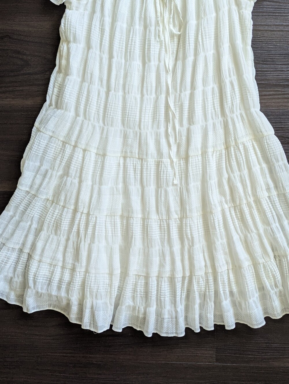 Max Studio White Tiered Dress Mini Medium Boho Cottagecore Flowy Romantic - Picture 2 of 9